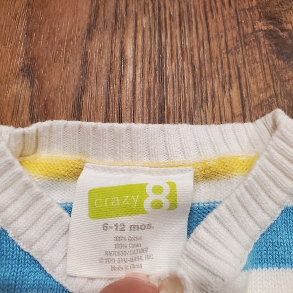 Crazy 8 Colorful Striped Cardigan Sweater Yellow White Green Blue Gender Neutral - Picture 2 of 6